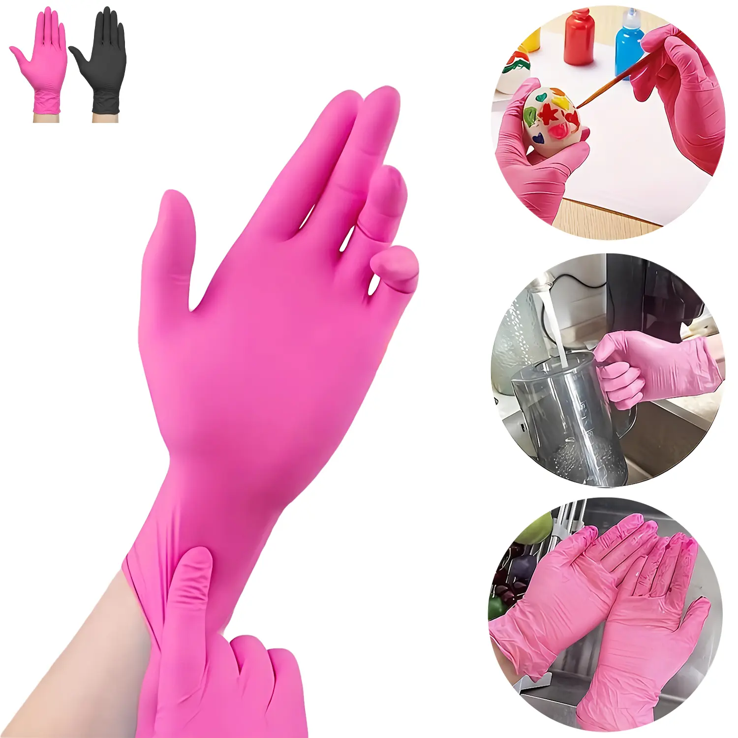 #SummerVibes Nitrile Disposable Gloves 10 Count Latex-Free Powder-Free Non-Sterile Food Safe Disposable Glove Safety Cooking Cleaning Gloves