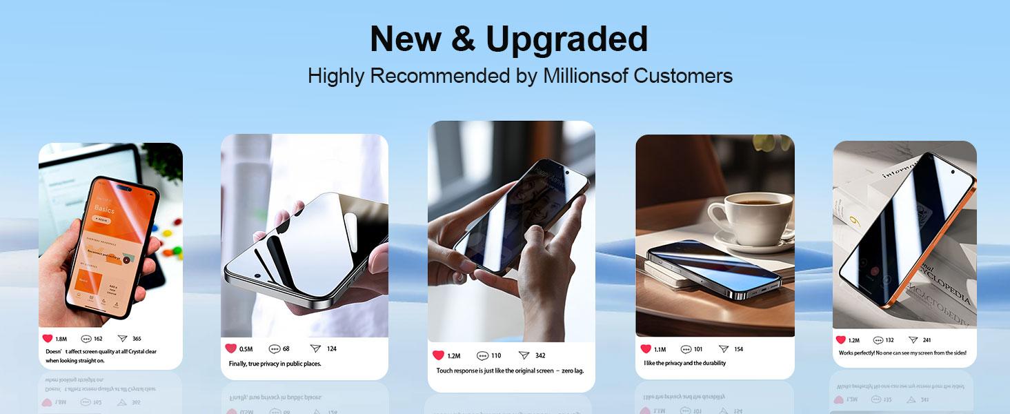 Privacy Screen Protector for iPhone 17 Series, 2-Pack Tempered Glass with Easy Applicator, Anti-Spy Privacy Protection, Fingerprint Resistant, Bubble-Free Install