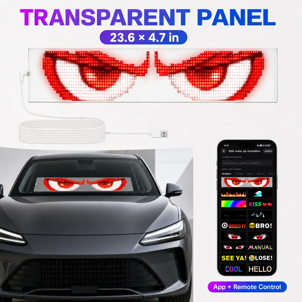 ECHOSARI Programmable LED Sign, Flexible Scrolling Display with Bluetooth App Control, AI Voice Control, USB-Powered for Car Window, Store