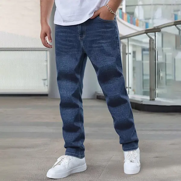 Men's Stylish Slim Fit Jeans in Stretch Cotton, Casual Distressed Straight-Leg Denim with 5 Pockets and Zipper Fly, Menswear, Fashion, Rock, Tie Dye, All Seasons, Personalized Print, Hipster Street, Denim Pants