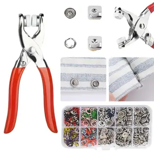 Petit Bits 100 Sets Snap Buttons Kit Spring DIY SewingSupplies Crafts For Makers Metal Snap Buttons 1 ManualPressure Pliers Household Seamless Stitching Tools ForClothing Hat Canvas Denim Sequin Sparkly Rhinestone Cordless Electric Scissors with LED Light
