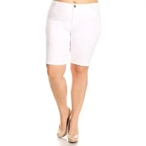 Plus Size woman Premium Cotton Twill Bermuda Pants – Solid Color, 5 Pockets Short Casual Bottom