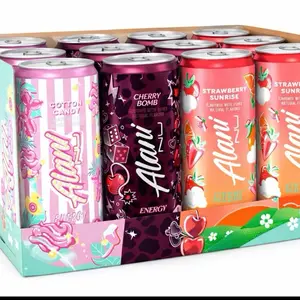 12 pack alani nu - 4 cotton candy, 4 strawberry and 4 cherry bomb