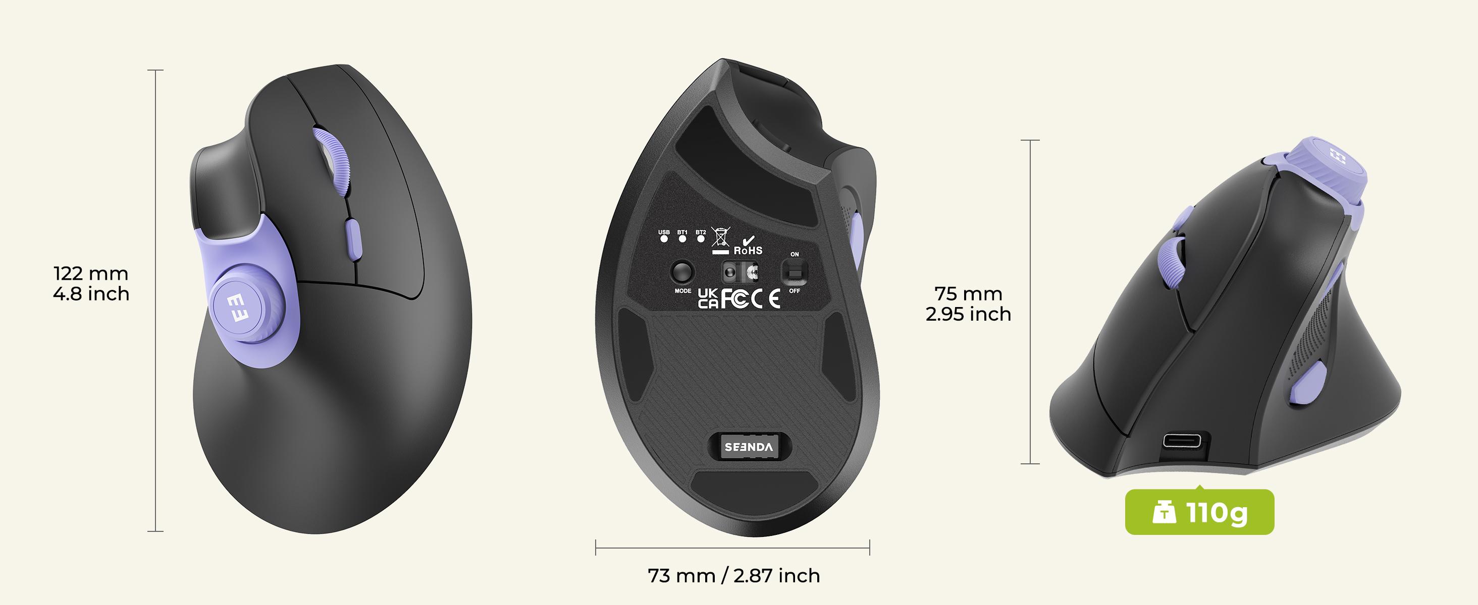 Seenda Ergonomic Mouse Rechargeable, USB+Dual Bluetooth, MOU-302 Vertical Wireless Mouse with Volume Knob, Quiet Clicks, Multi-Device Cordless Mice Compatible for Windows, PC Accessories , Laptop, Mac OS for Work Seenda Ergonomic Mouse Rechargeable, USB+Dual Bluetooth, MOU-302 Vertical Wireless Mouse with Volume Knob, Quiet Clicks, Multi-Device Cordless Mice Compatible for Windows, PC Accessories , Laptop, Mac OS for Work