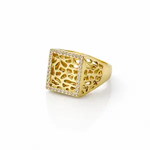 DIDIRAY Gold Plated 14k women's ring, chunky, zircon stone