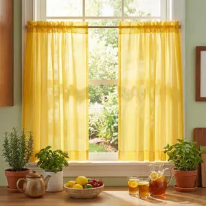 Cozy Curtain, 4-Piece Set 26x36 Inches, Solid Color Dori Fabric Curtain, Rod Pocket Style, Lightweight, Light-Permeable, Decorative, Suitable for Living Rooms, Kitchen,Bedrooms and Studies, FT2630