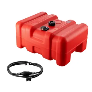14.53 Gallon/55L Portable Marine Fuel Tank, Plastic Outboard Boat Gas Tank with Hose, Easy to Carry for Outboard Engine Boats, Yacht, Fishing Boat, Deck Boat, Red