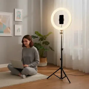 12 inch Ring Lights with 110cm Tripod Stand & Phone Holder, Selfie Ring Light with Three  Colors,  for Makeup, Video Recording, Conferencing, Makeup, Twitch #Mother's Day Gift