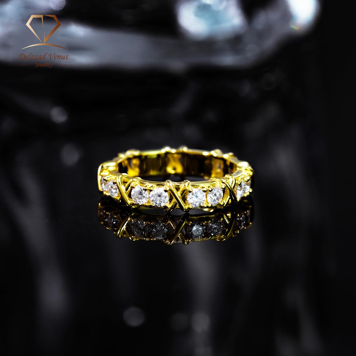 Delzzad S925 VVS Synthetic Moissanite Cross Eternity Ring Gift For Wedding Anniversary