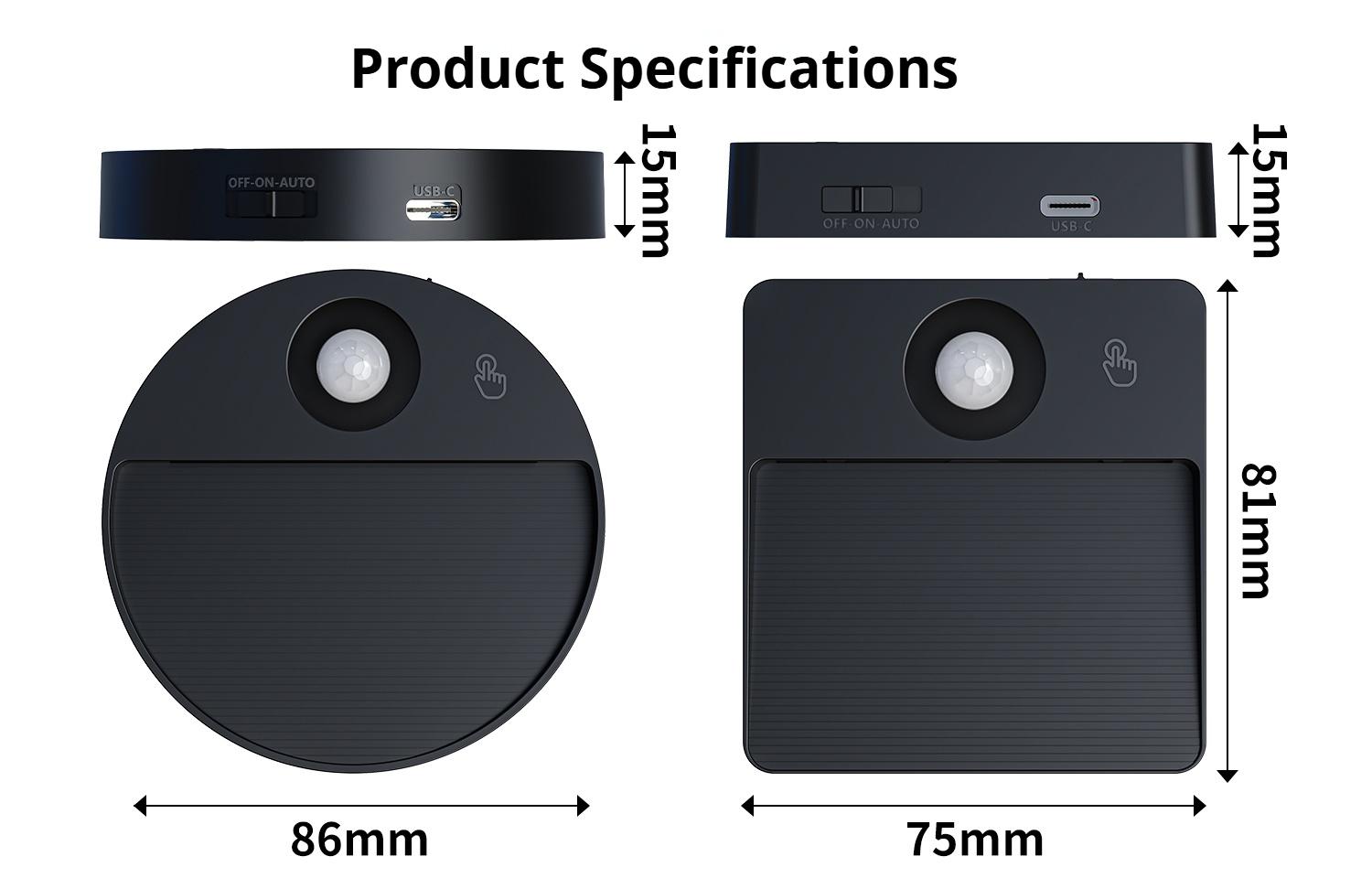 Human Body Sensor Small Ground Light Stair Step Floor Lamp Battery Powered No Wiring LED Footlight Automatic Night Light with USB Charging