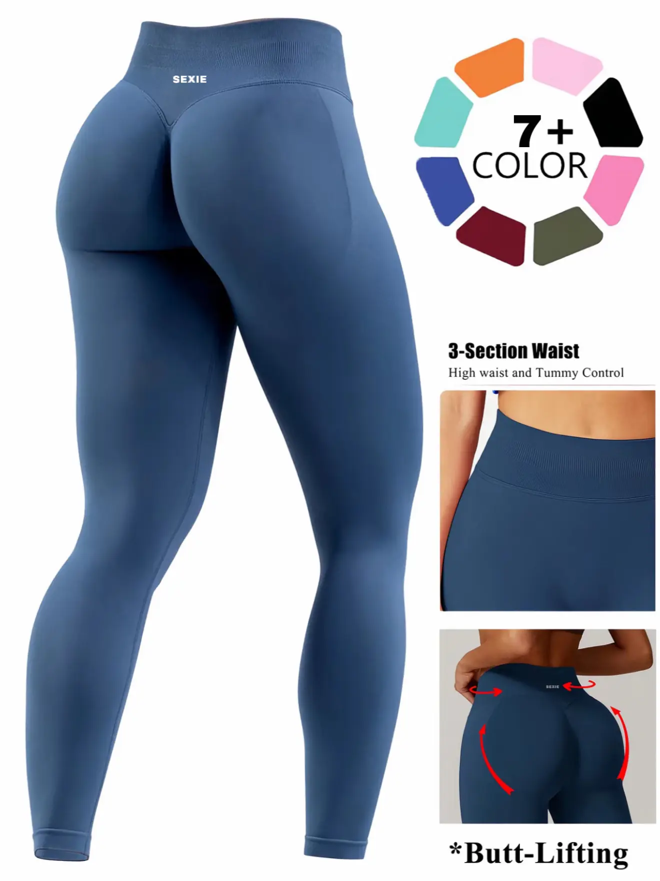 Sexie Women's High-Waist Seamless Scrunch Butt-Lifting Gym Leggings with Tummy Control - Body Goals, Gym Baddie Athleisure Wear for Womens Fitness Workout Outfit Inspo (Sports & Outdoor Activewear Bottoms), Everyday Active, Leg Training, Get In Shape