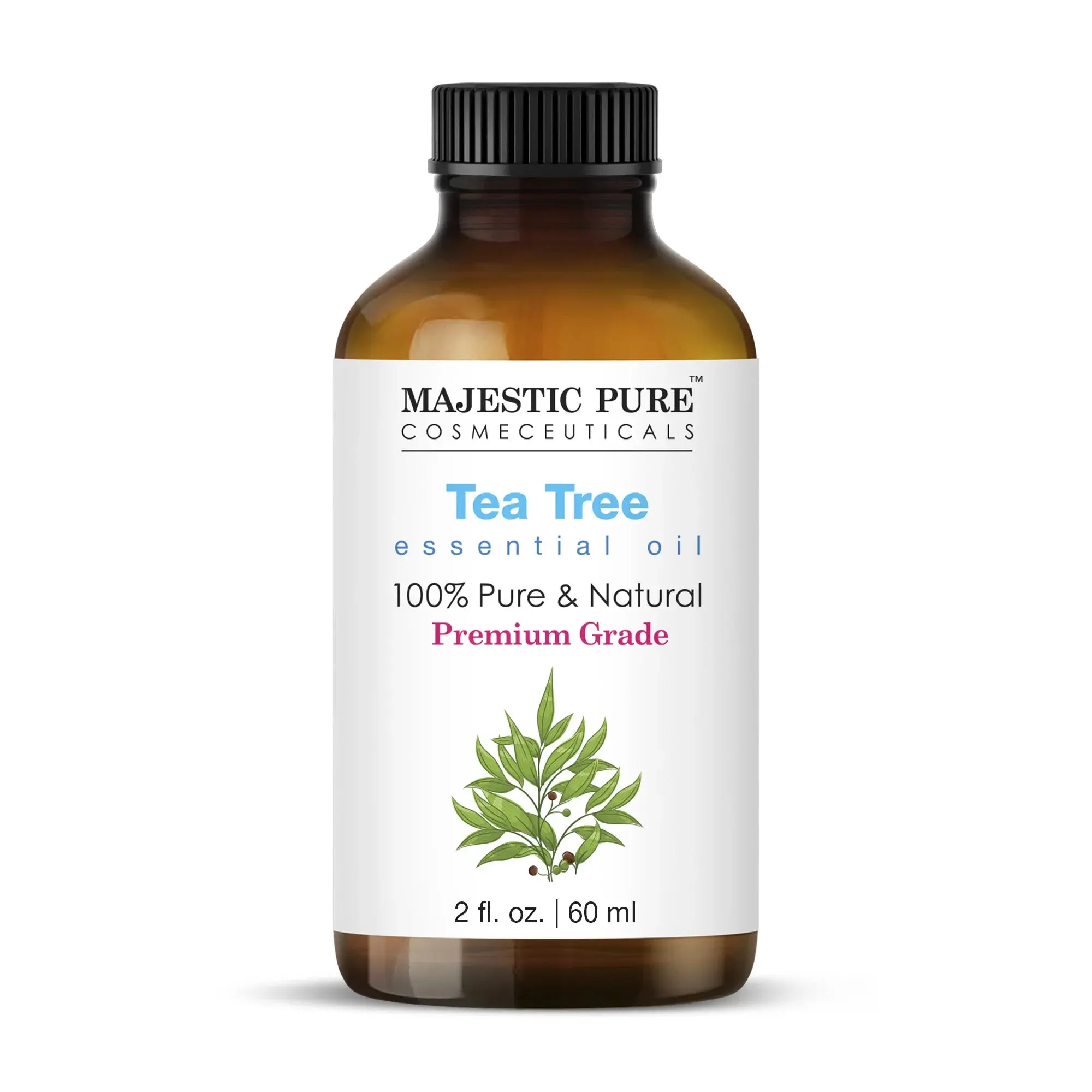 100% Pure Natural Tea Tree Essential Oil - 2 fl oz Healthcare Wellness Solution, Aromatherapy Self Care Product