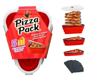 Pizza Pack - Airtight Silicone Container with Snap-On Lids & 5 Microwavable Dividers for Kitchen Food Storage - Reusable & Space-Saving Solution