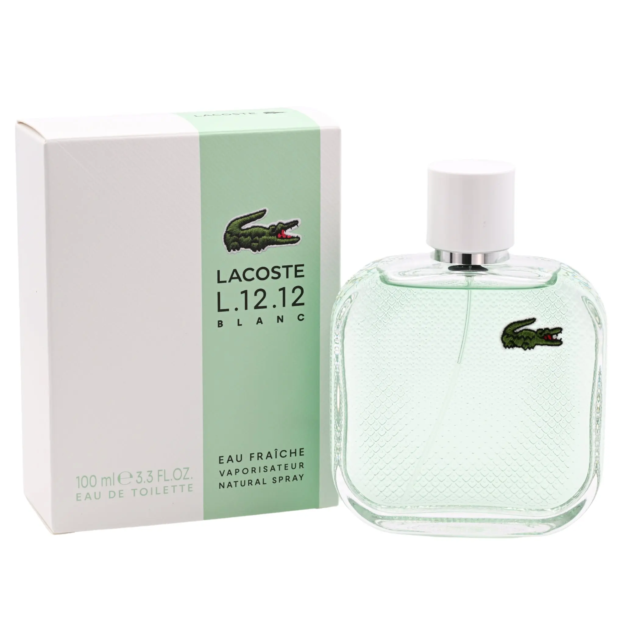 LACOSTE L.12.12 Blanc Eau Fraiche Men's EDT Spray - Spicy Aromatic Citrus Fragrance with Ginger & Cedarwood, 3.4 fl oz, Aromatic Citrusy Fragrance, Fragrance Scent Blend