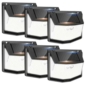ISUNMEA 248 LED Outdoor Solar Lights & Motion Sensor 6 Pack, 300° Angle & 3 Lighting Modes Solar Lights Outdoor Waterproof, Solar Powered Security Flood Wall Lights IP66 for Outside/Yard Fence/Garden