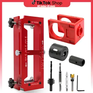 Door Hinge Jig & Door Lock Installation Kit, Aluminum Alloy Router Template for 2.5"-5" Hinge Mortising, Square/Radius Corner, Door Knob Hole Saw Drill Guide for Wood Doors, DIY Tool Gift