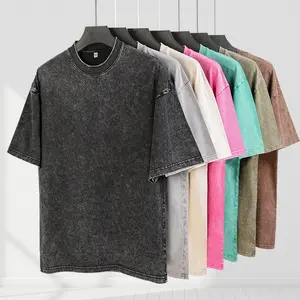 Men's Heavyweight Cotton Oversized T-Shirts Vintage Acid Wash Baggy Fit Workout Gym Casual Comfort Tees