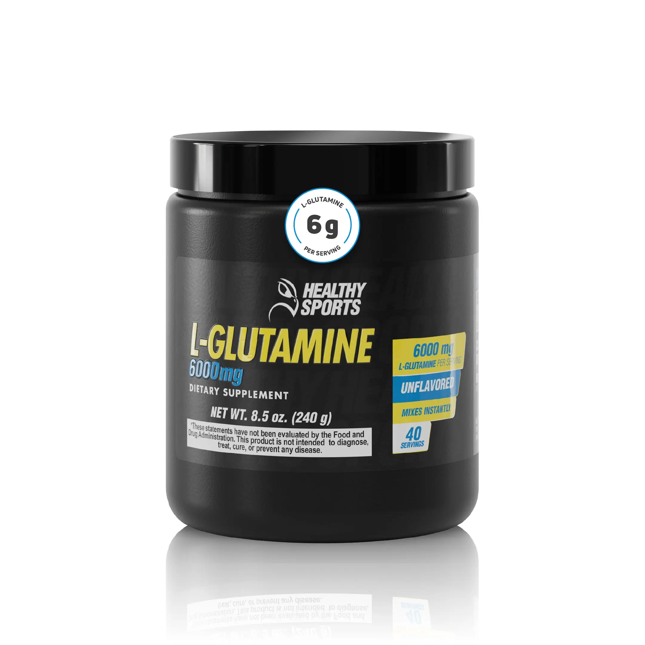 BENFIT L-Glutamine Powder Dietary Nutrition Supplement, 6000mg Unflavored 240g (40 Servings) Fitness Training Support, Muscle Repair Amino Acid for Adults, US-Sold Prop 65 Safe Daily Edible Supplement
