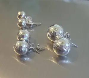 950 Silver ball earrings 3 sizes