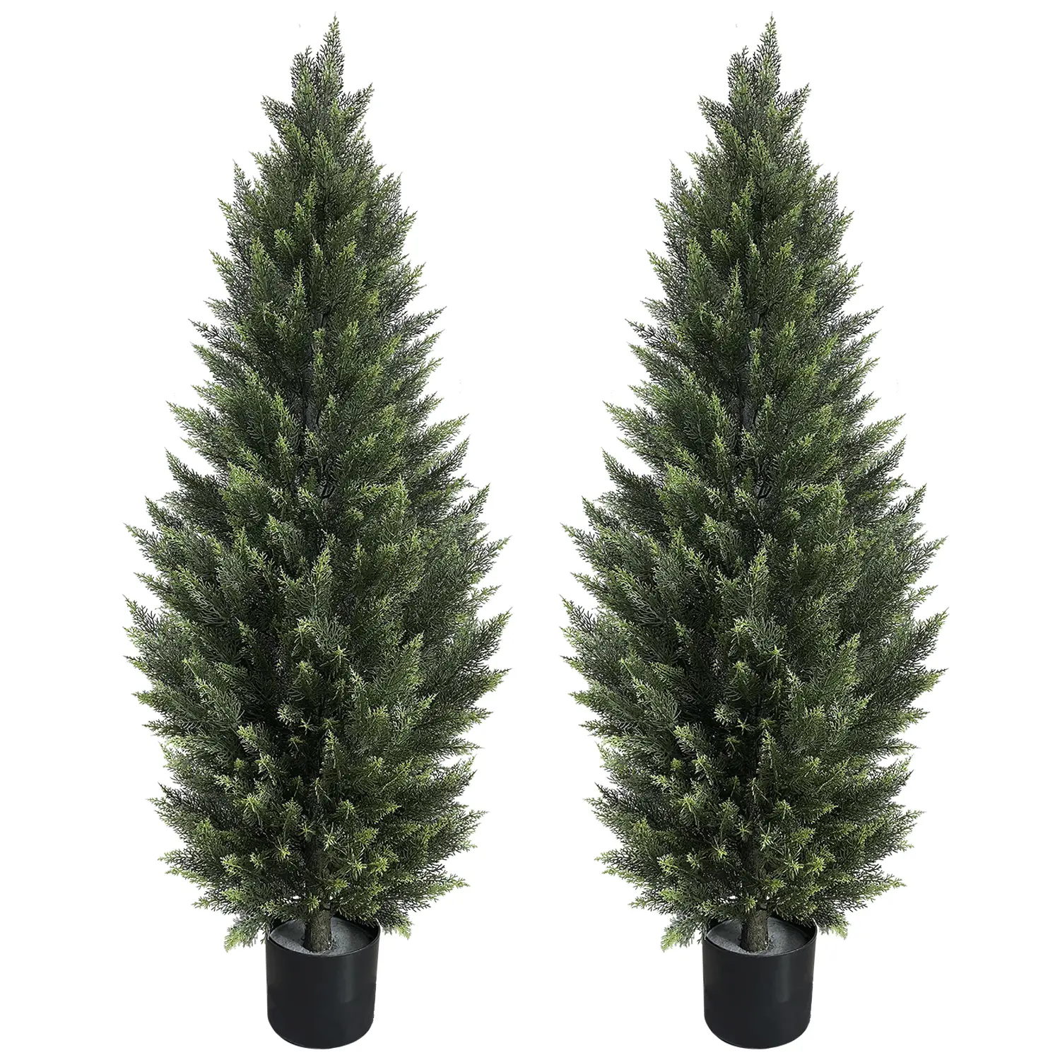 2-Pack 5ft Artificial Evergreen Cedar Potted Trees - Realistic Fake Greenery Tree, Indoor Faux House Plants Decor, Garage Black Friday Decorative Plant for Home Aesthetic Use