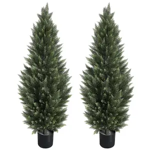 5ft Artificial Evergreen Cedar Trees - Realistic Fake Plants for Indoor Outdoor Decor(2 Pack) aesthetic decor