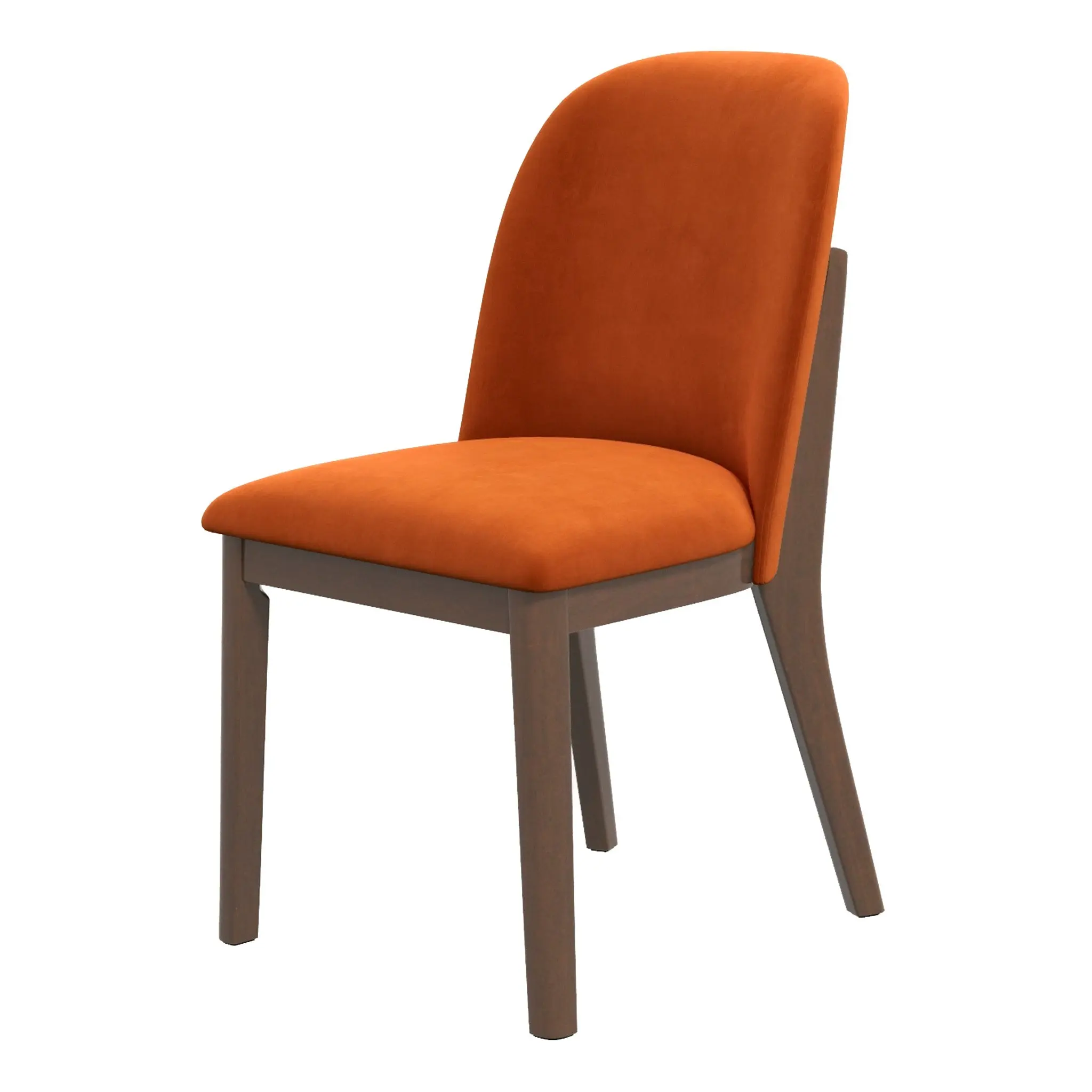 Belfast Burnt Orange Velvet Dining Chair - Set of 2, Mid Century Modern Danish Design, Simple Solid Back Indoor Dining Room Furniture, Midinmod Houston, Easy to Clean, Furniture Style