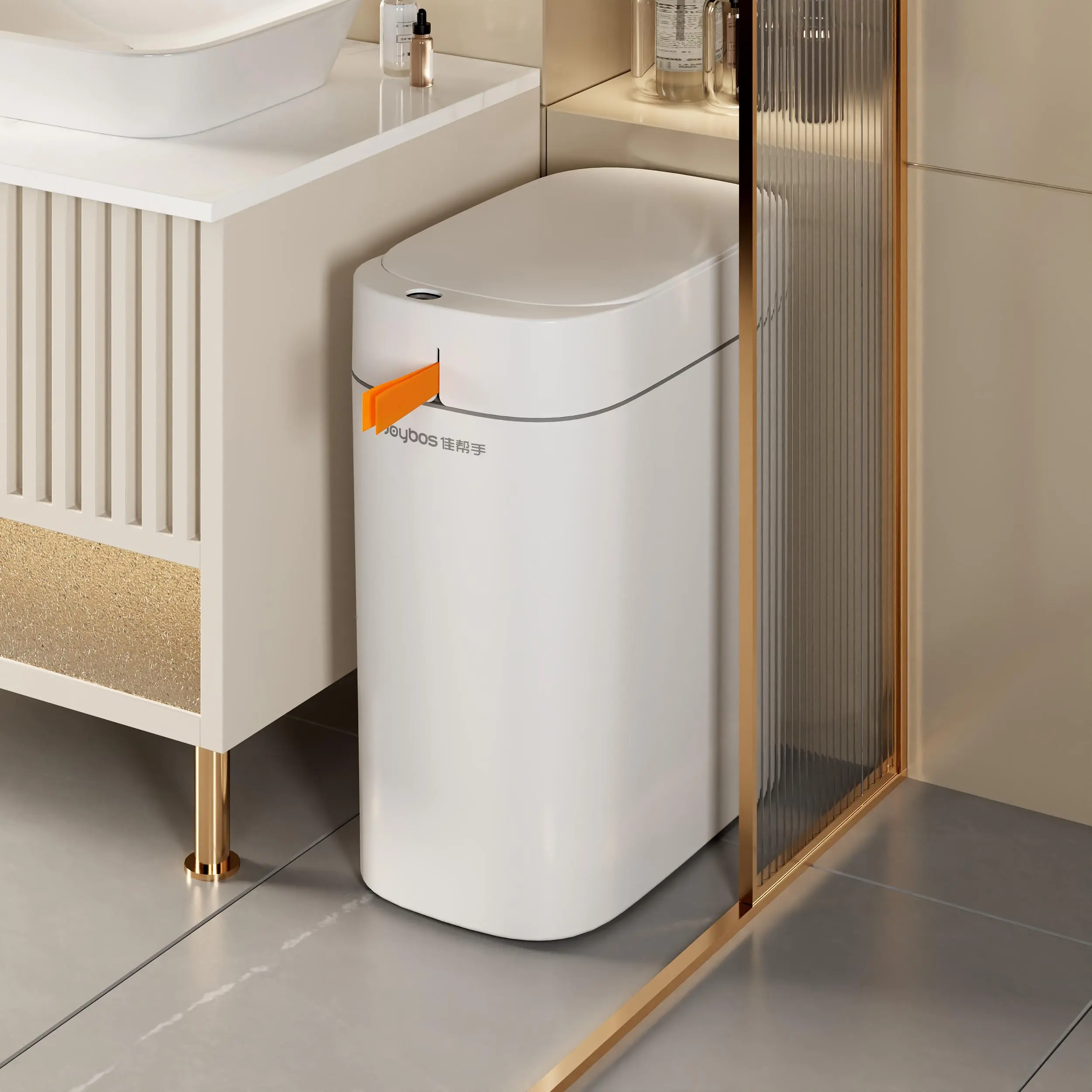 Joybos Automatic Suction Ultra-Thin Smart Trash Can (Charging Cable Not Included) Motion Sensor, Rechargeable Bathroom Trash Can with Lid, Automatic Touchless Trash Can for Kitchen and Office campingessentials