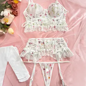 Regal Romantic Printed Mesh Sexy 5-Piece Lingerie Set