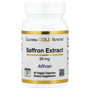 California Gold Nutrition Saffron Extract with Affron®, 28 mg, 60 Veggie Capsules