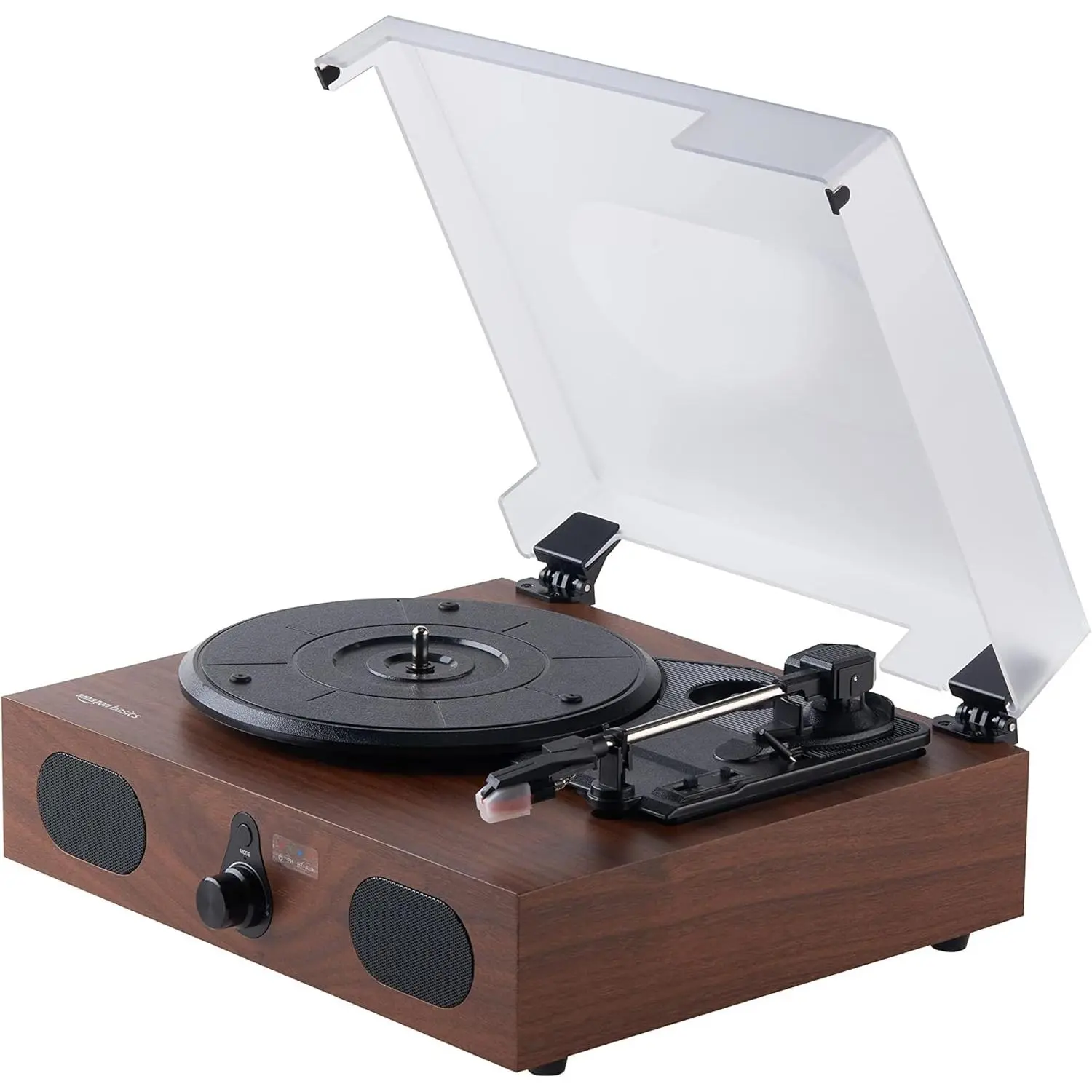 Black 3-Speed Desktop Vinyl Record Turntable - Bluetooth, Built-in Speakers, Diamond Needle, RCA Output, Smooth Playback, AUX Input