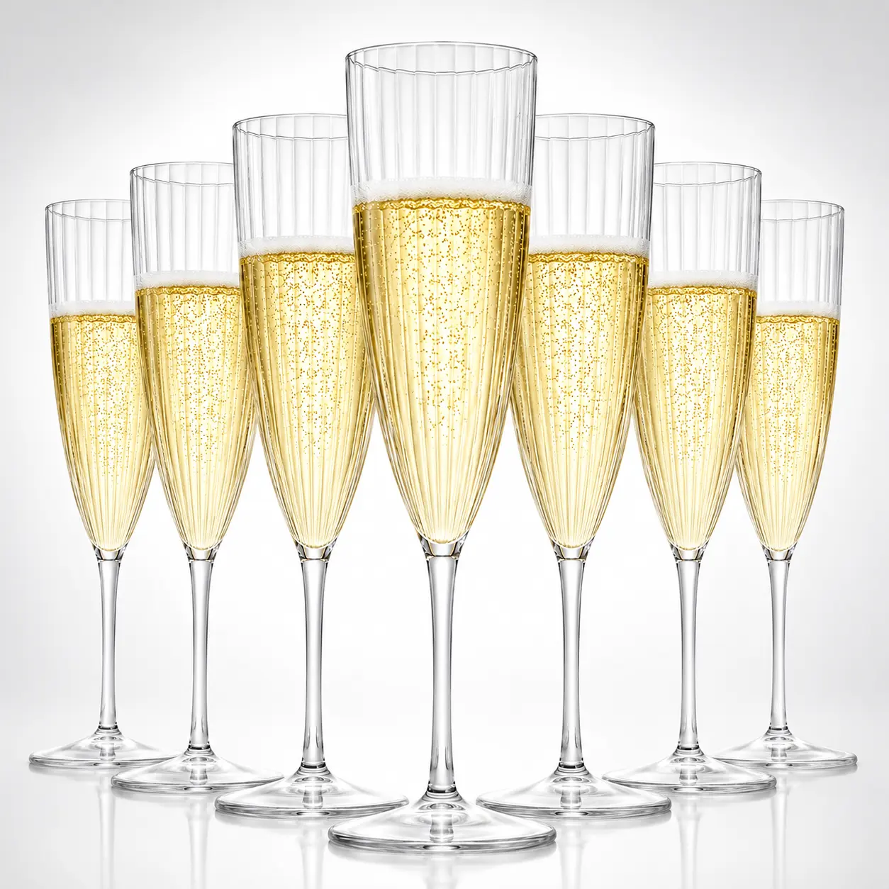 36-Pack Clear Plastic Champagne Flutes, 6 oz - Shatterproof Reusable Pre-assembled Wine Glasses for Weddings, Parties, Birthdays, and Mimosas