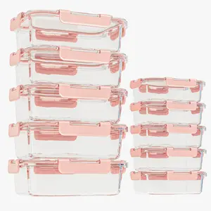 [10 Pack] Glass Meal Prep Containers, Food Storage Containers with Lids Airtight, Glass Lunch Boxes, Microwave, Oven, Freezer and Dishwasher Safe ware plastic salad berry fruit vegetable fresh longer Stackable set Glass Storage Containers bento fridge de