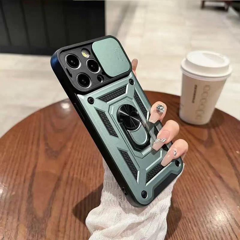 Phone Case For Women Men With Slide Camera Cover And Screen Protector, Rugged Hard Phone Case With Magnetic Stand For iPhone 17 16 15 14 13 12 11 Pro Max Plus Air