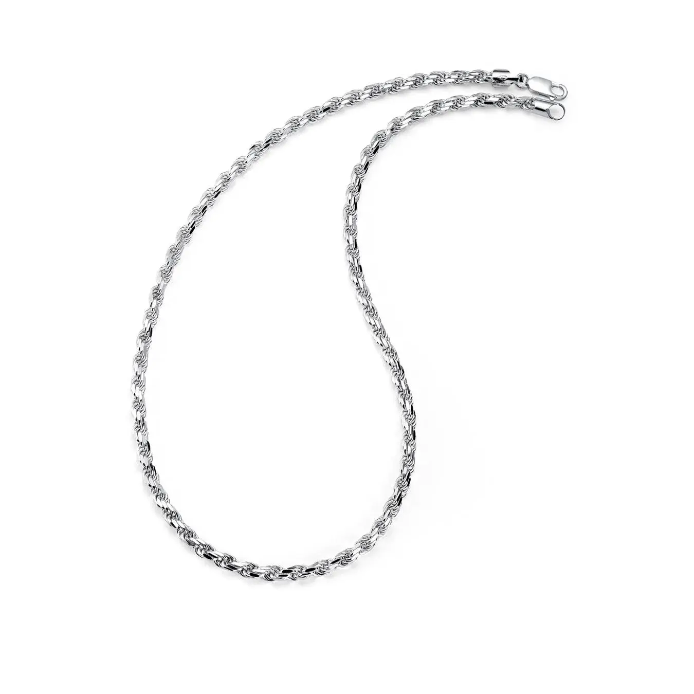Men's 4.5MM Diamond-Cut Italian Rope Chain Sterling Silver 925 Necklace