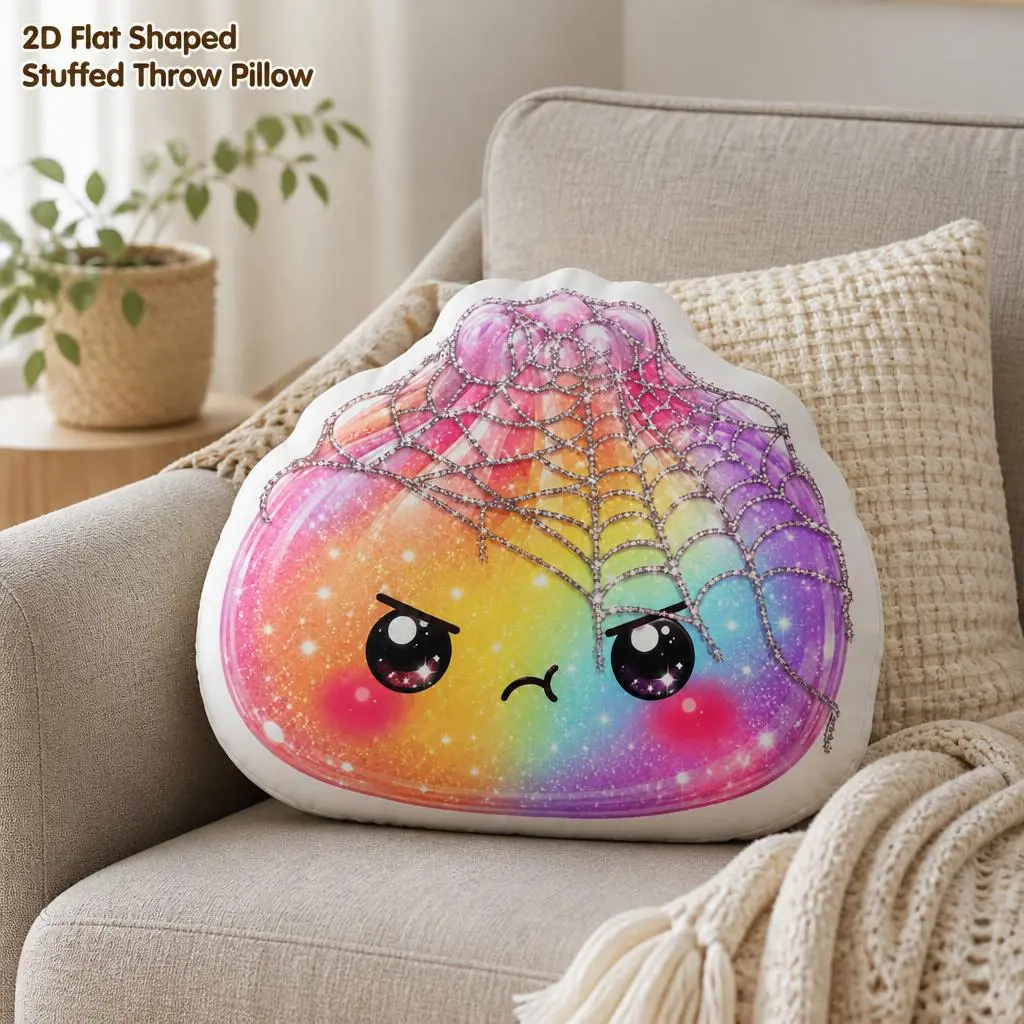 Cute Halloween Dumpling Pillow, Kawaii Spooky Shaped Cushion, Pumpkin Ghost Witch Gift, Sparkle Print Decor