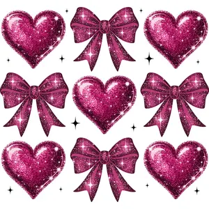 Hearts and bows, valentines, heat transfer, press and peel, no shirt, made to order