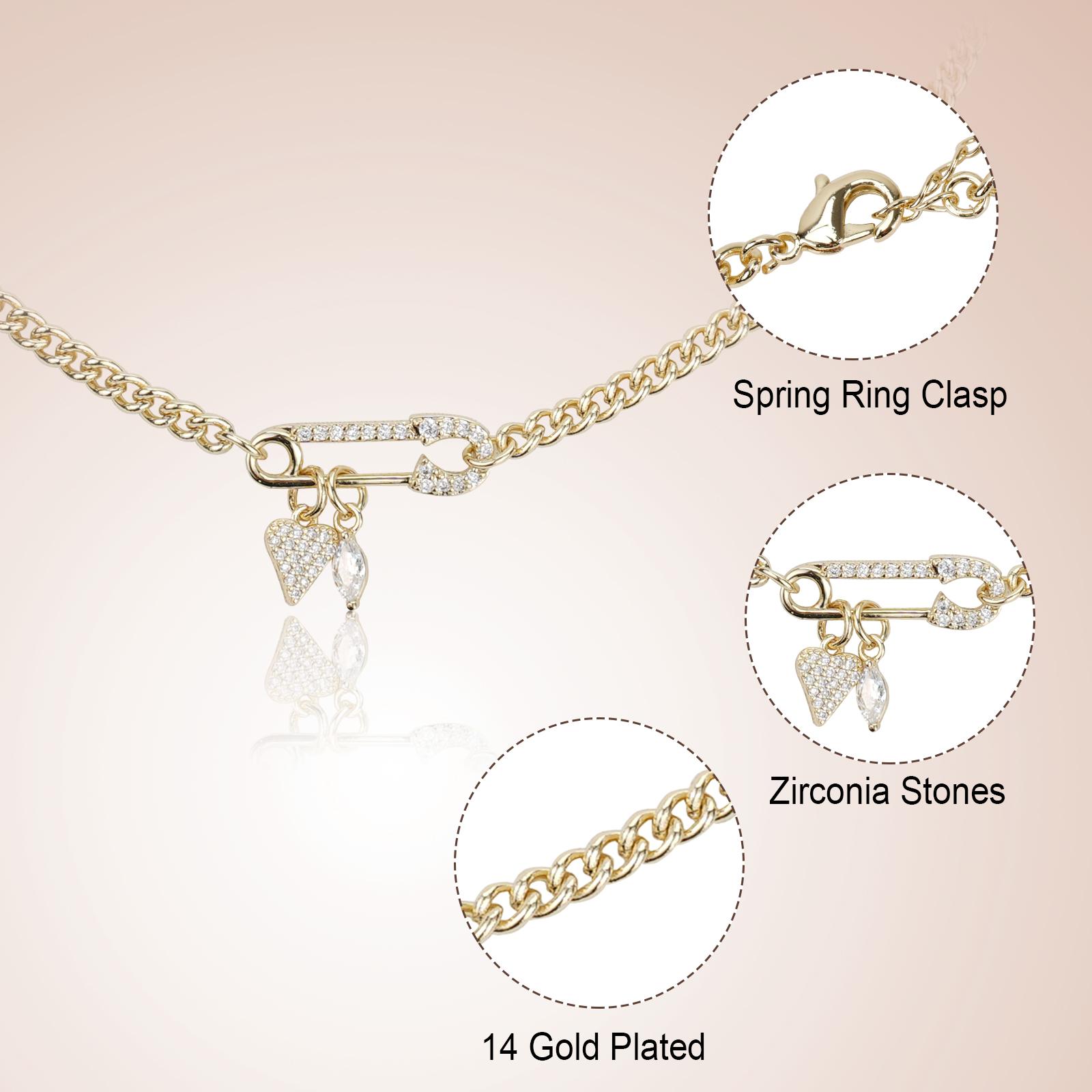 MEIITRUE 14K Gold Plated Heart Pendant Necklace for Women, Dainty Cuban Paperclip Pendant Necklace, Ideal Jewelry Gifts for Women