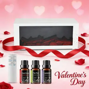 Valentine's Day Gift 300ML Flame Aroma Diffuser with Remote Control Romantic Fireplace Night Light & essential oil Humidifier for Bedroom 7 Color LED Lights humidifier