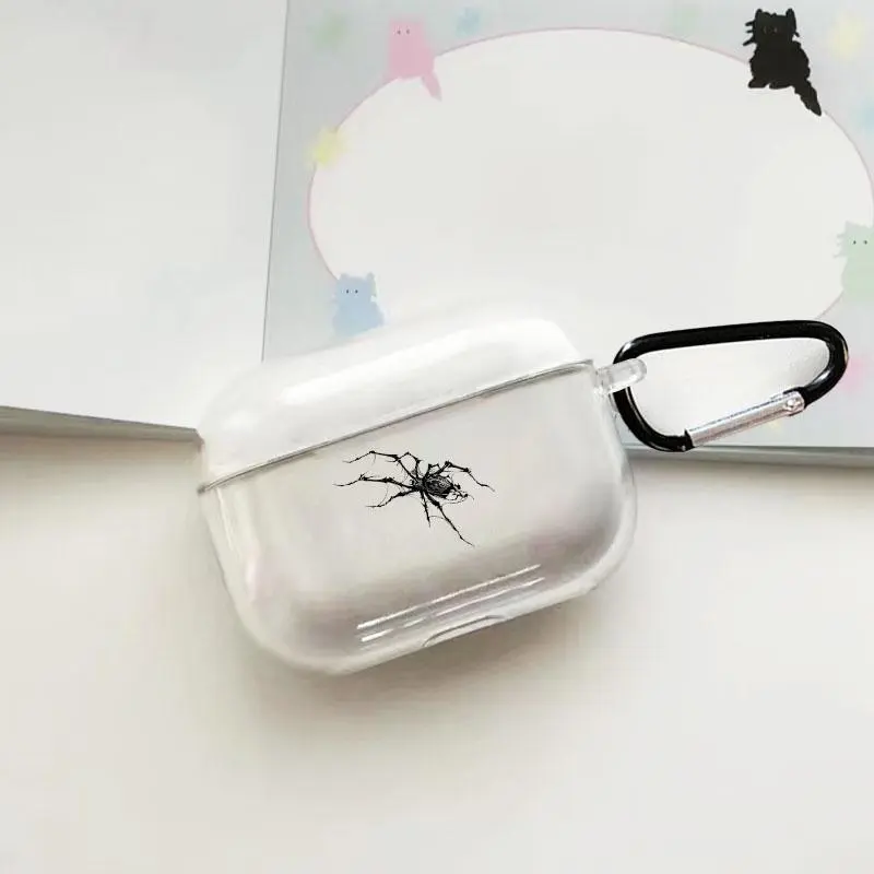 Gothic Spider Web Design Earphone Case with Hiking Buckle, Shockproof & Anti-fall TPU Earphone Cover for AirPods 1/2, 3, Pro, Pro 2, Gift for Friend