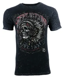 AFFLICTION AC IROQUOIS Men's T-shirt BLACK LAVA