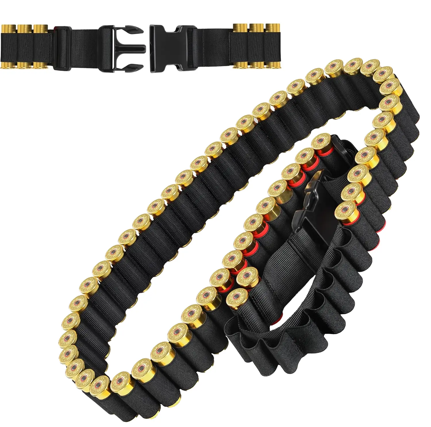 Tactical Shotgun Shell Bandolier - 60-Round Capacity Ammo Carrier with Elastic Loops for 12/20 Gauge Shells, Adjustable Shoulder Strap, Comfortable Wear for Outdoor Hunting, Tactical Equipment, Adjustable Strap, Shooting Sports, Shoulder Carry