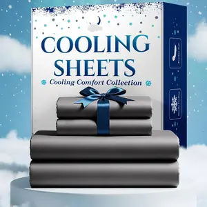 4pcs Cooling Bamboo Bed Sheet Set, Kids 4000 TC Extra Deep Pocket 20 Inch Bed Sheet, Luxury Soft Hotel & Cooling Sheet Set For Hot Sleepers, Wrinkle & Shrink Resistant, Fitted Sheet+Flat Sheet+Pillowcases, Twin/ Full/ Queen/ King, Best Summer Choice