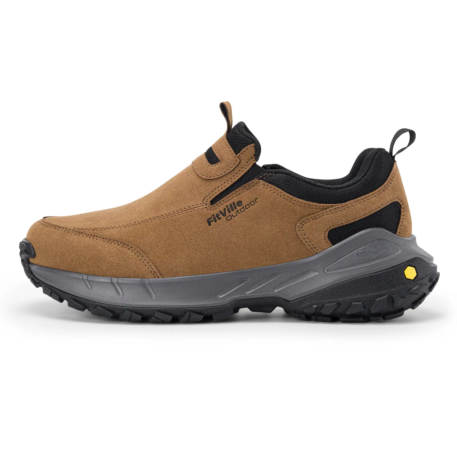 Fitville Men's Walking Sneakers LugMax V3, Wide Fit Slip-On Outdoor Shoes with Non-Slip Sole, Breathable PU Leather for Hiking & Casual Wear, Non Slip Shoes, Breathable Outdoor Shoes,shoes for back to school,back to school shoes