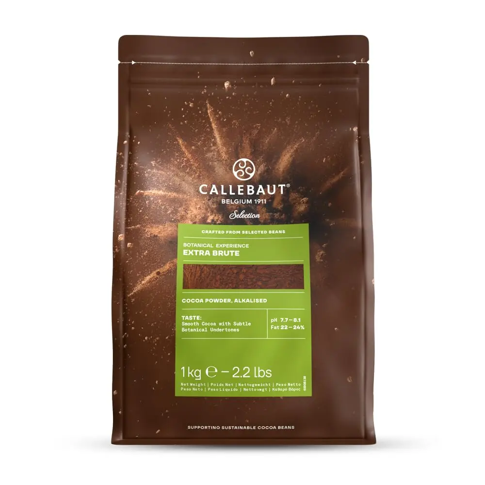 Callebaut Extra Brute Cacaopowder, 2.2 lb (1 kg) Premium Dutch-Processed Unsweetened Dark Chocolate Powder, for Baking & Chocolate Beverage Making