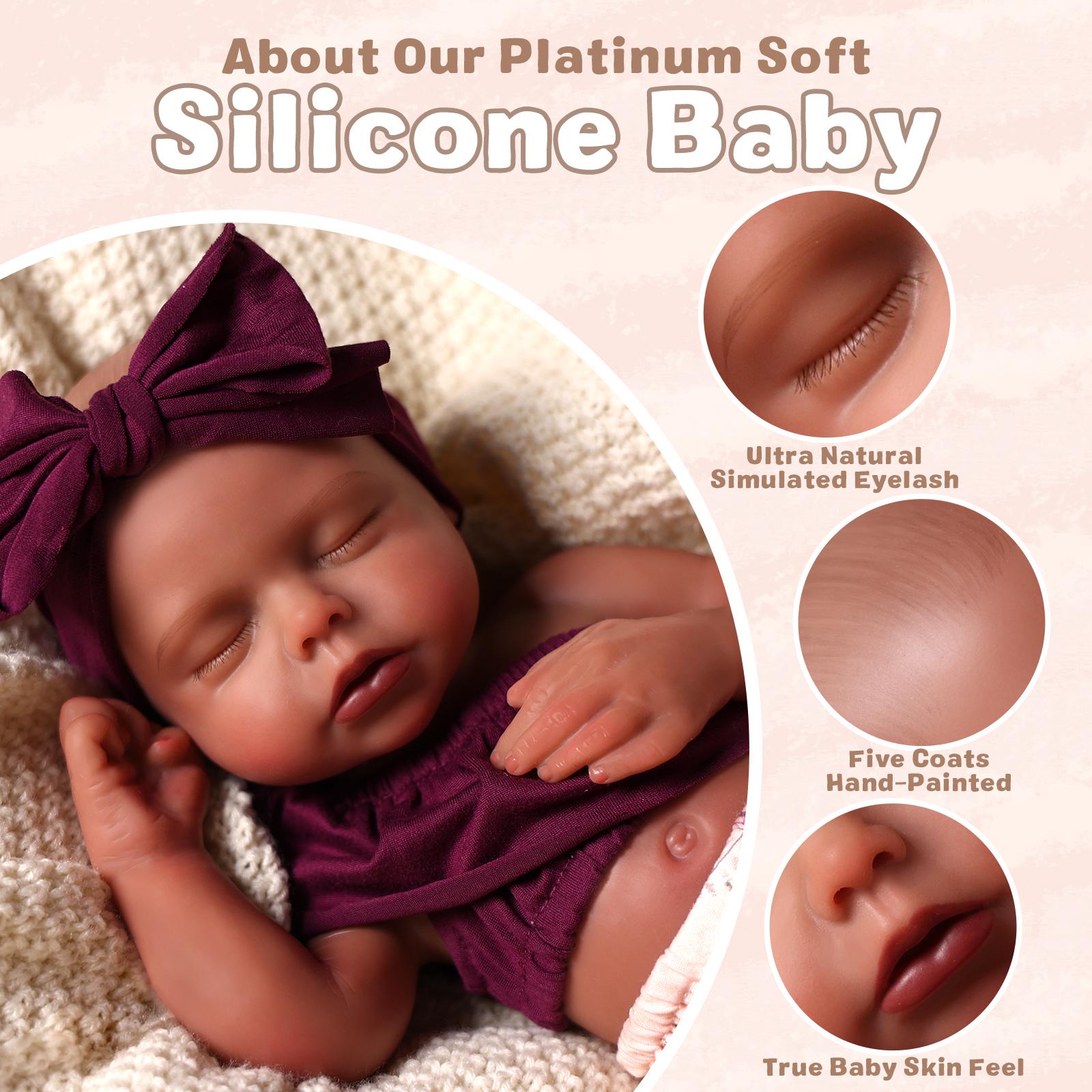 BABESIDE Lifelike Realistic Silicone skin tone Baby Doll Girl 12/16 Inch Reborn Doll with Painted Hair Perfect Companion for Children Parents & Collectors