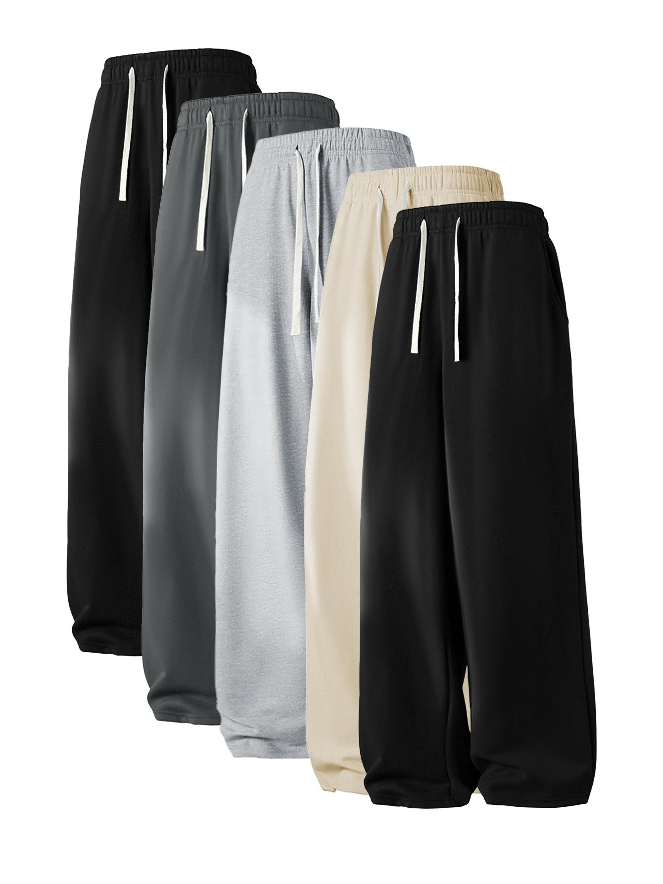 Men's Regular Fit Drawstring Casual Pants - Soft and slightly stretchy fabric, comfortable and breathable, drawstring waist adjustment, solid color, perfect for outdoor sports and fitness activities in spring and summer Plain Trouser Menswear