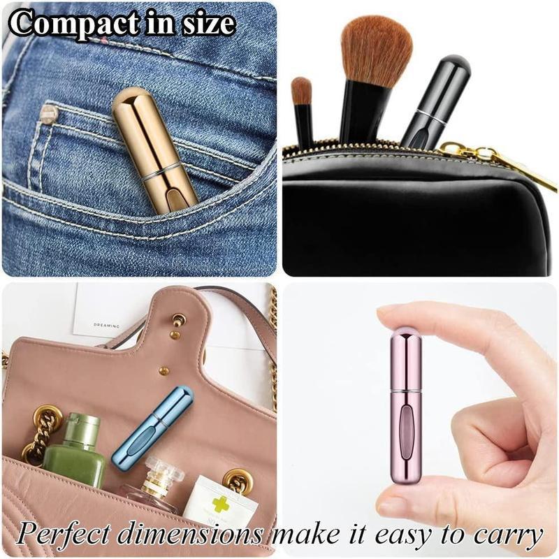 SummerVibes 4PCS 5ML Refillable Perfume Atomizer Travel, Portable Mini Pocket Perfume Atomizer for Travel Accessories Tin Canister Organizer Bottle
