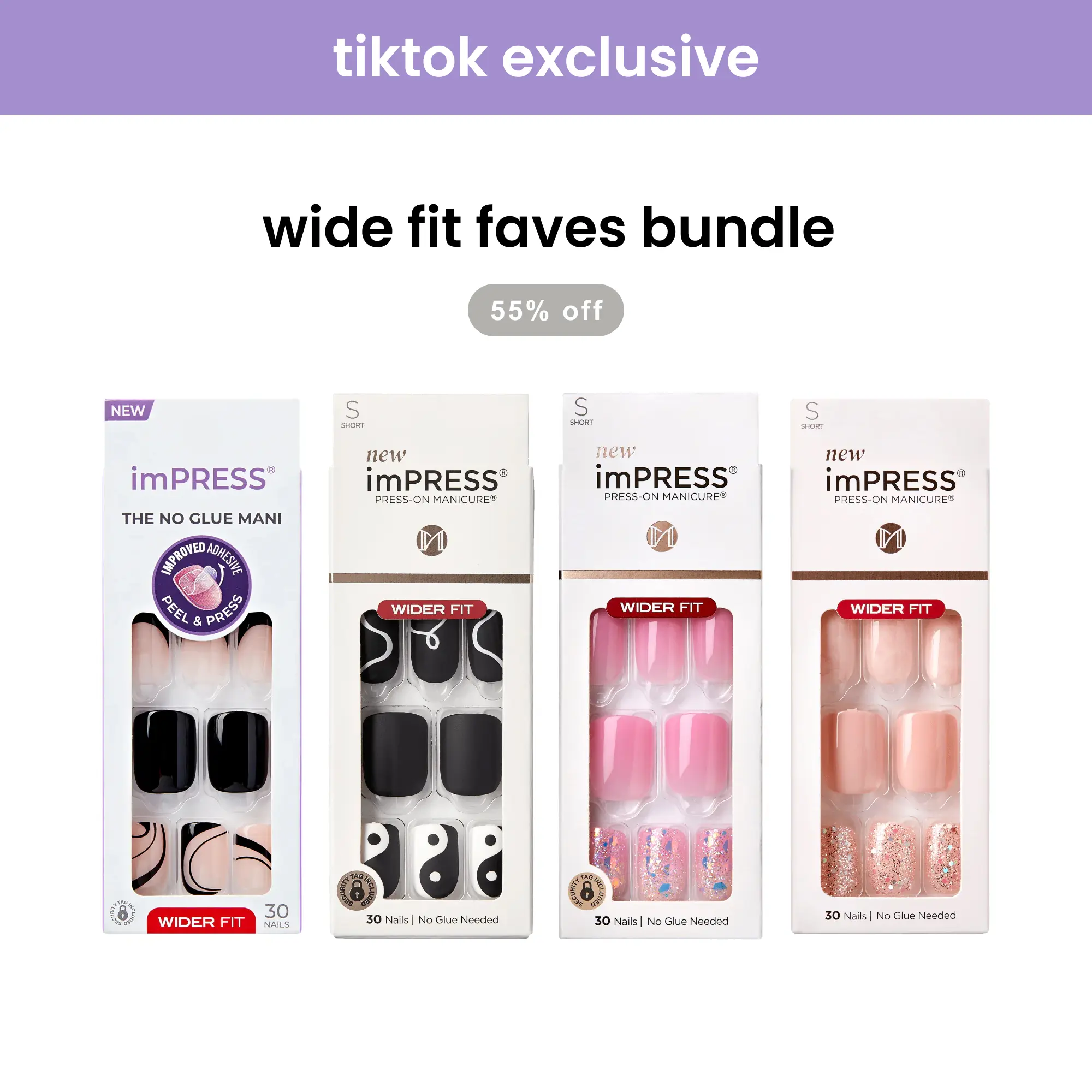 [TikTok Exclusive] imPRESS Press-On Nails Bundle - Wide Fit Faves