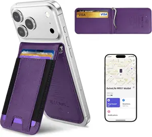 For Magsafe Wallet with Money Clip, Works with Apple Find My, Strongest Magnetic Wallet for iPhone 17/16/15/14/13/12 Series, 8-Card Holder, Adjustable Stand Cellular Smartphone Wireless Cellphone Magnetic Greenish