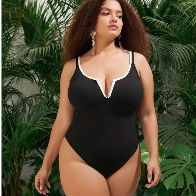 Women's Nylon Blend Quick-Dry Fully Lined 1-Piece Swimsuit - Black V-Neck, Slim-Fit, Backless with Hollow-Out Design, Multi-Size for Water Sports & Outdoor Use